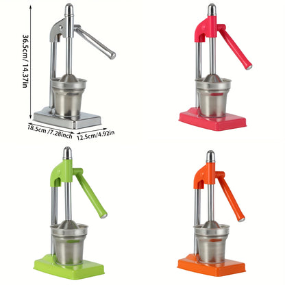 Stainless Steel Manual Juicer - Commercial & Home Use, Heavy-Duty Construction, Easy-Clean Design, No Power Needed, for Oranges, Grapefruits, Lemons, Apples, Berries, Vegetables - Ideal For Restaurants, Home Kitchens, Fruit J