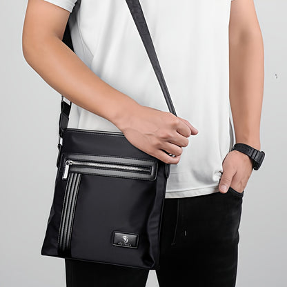 Men's Crossbody Laptop Bag with Tablet Pocket - Heavy-Duty Convertible Messenger Bag, Adjustable Strap & Zippered Compartments, Golden-Tone Hardware - Compatible with 38.1cm Laptop/ Tablet - Navy Blue for Travel, Work, School