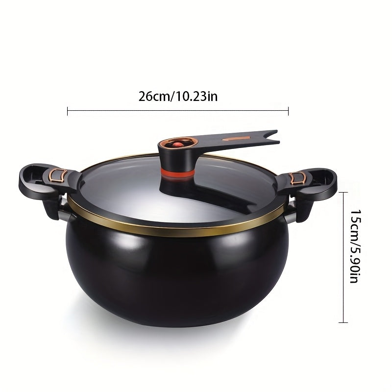 7L Large Heavy-Duty Iron Stock Pot & Dutch - 26cm/10" Multi-Functional Cooker with Lid, Sturdy Black/White/Golden/Brown/Teal/Gray/Green Exteriors, Compatible with / Stoves for Boiling, Simmering, Steaming, Frying
