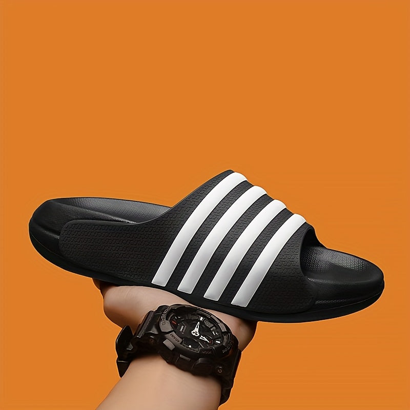 Universal Men Women Casual Striped Round Toe Slip On EVA Soft Sole Anti-Slip Anti-Scratch Slides, for Hiking Outdoor Daily Wear