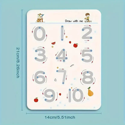 Kids' Reusable Magic Practice Workbook Set with Interactive Writing Activities - -Style Number & Letter Tracing Exercises, Color-Coding Games, ABCs & 123s Learning Book with Answer Key for Homeschool,, Classroom - Durable & E