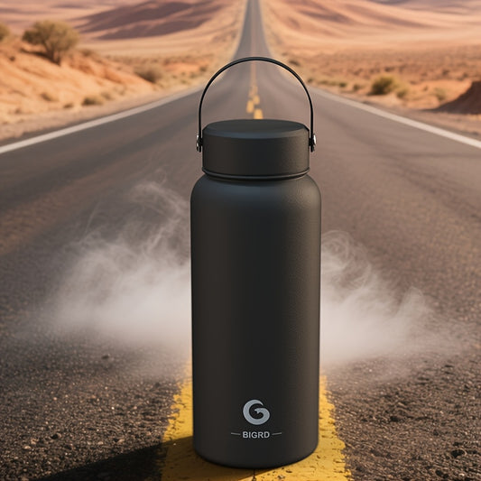 BIGRD 1000ml stainless steel sports Bottle leak proof water bottle double cap Bottle suitable for carbonated water bottle, silicone handle cap/direct drinking cap, suitable for sports/outdoor/camping/fitness/yoga, Yoga Gear,