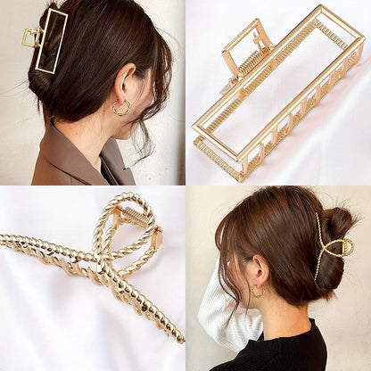 3pcs/set Trendy Metal Hair Claw Anti-slip Hair Crab Clip Elegant Geometric Hairpin Decorative Hair Accessories For Women, ideal choice for gifts
