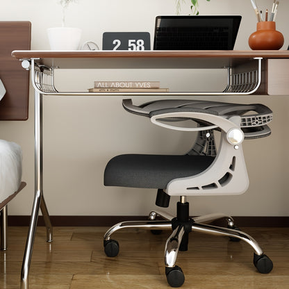 Ergonomic Office Chair with Foldable Space-Saving Design, Breathable Mesh Back & Adjustable Lumbar Support, Flip-Up Armrests, Height-Adjustable - Heavy-Duty Plastic Frame, Foam Padding, White/Black Color Options - Ideal for H