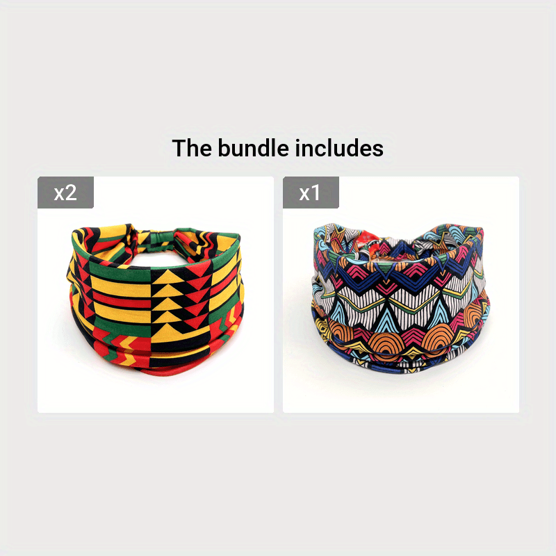 1pcs Stylish African Printed Boho Headband for Women - Stretchy Yoga Running Turban Hair Accessory