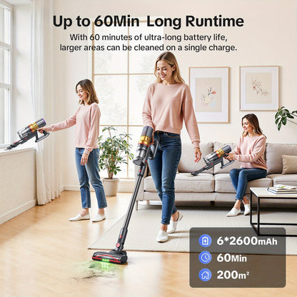 Lubluelu 46000PA Stick Vacuum Cleaner With Self-Empty Station Base, Cordless Vacuum Cleaner With Anti-Tangle Brush And Upgraded Green Light, Wireless Vacuum For Home Pet Hair, Carpet, Hard Floor - X1000