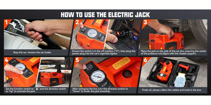 12V 5T Heavy-Duty Hydraulic Jack (15.5-45cm Lift) with Air Compressor & LED Light | Cordless Auto Lifting System for Car, SUV, Truck Tyre Change, Garage Repair