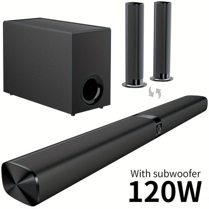 SoundBar For Smart TV, 2-in-1 Sound Bar Wireless Speaker, Deep Bass, TV Audio System With ARC/Opt/AUX For Enhanced Home Theater Sound