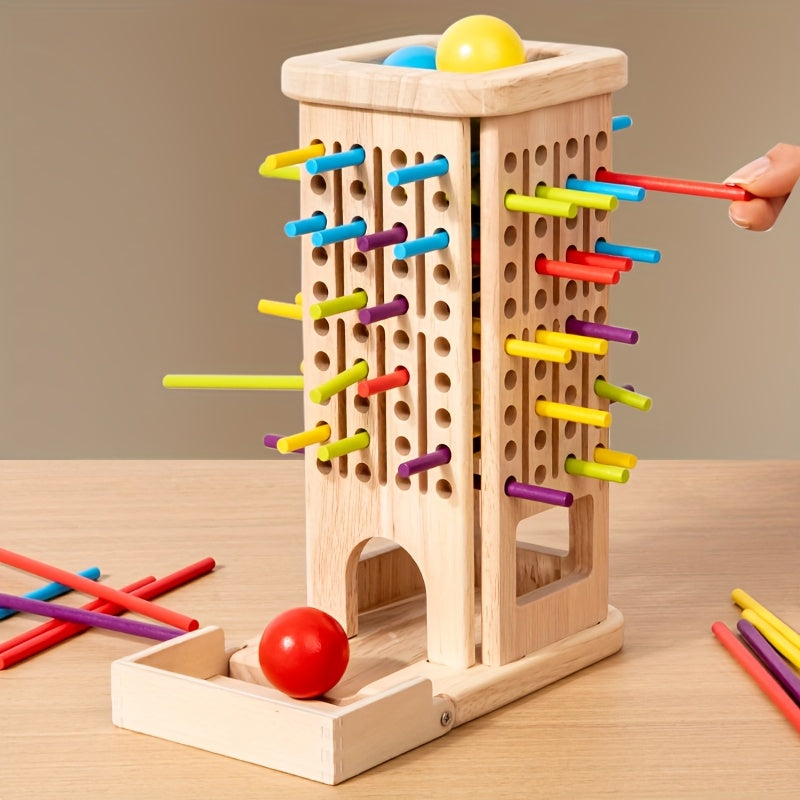 Wooden 3-in-1 Pulling Stick, Enhances Children's Fine Motor Skills and Patience Training, Cognitive Development Educational Interactive Board Game Toy, Patience Building Game, Playful Design, Durable Construction