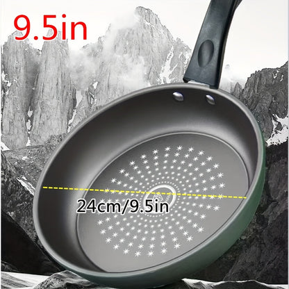 9.5-Inch Non-Stick Skillet, Dishwasher Safe Cast Iron Fry Pan with Mirror Satin Finish, Compatible with Smooth Surface Non-Induction Stovetops, Thick Base Cast Iron Handle, Green Skillet for Eggs, Steak, Pancakes