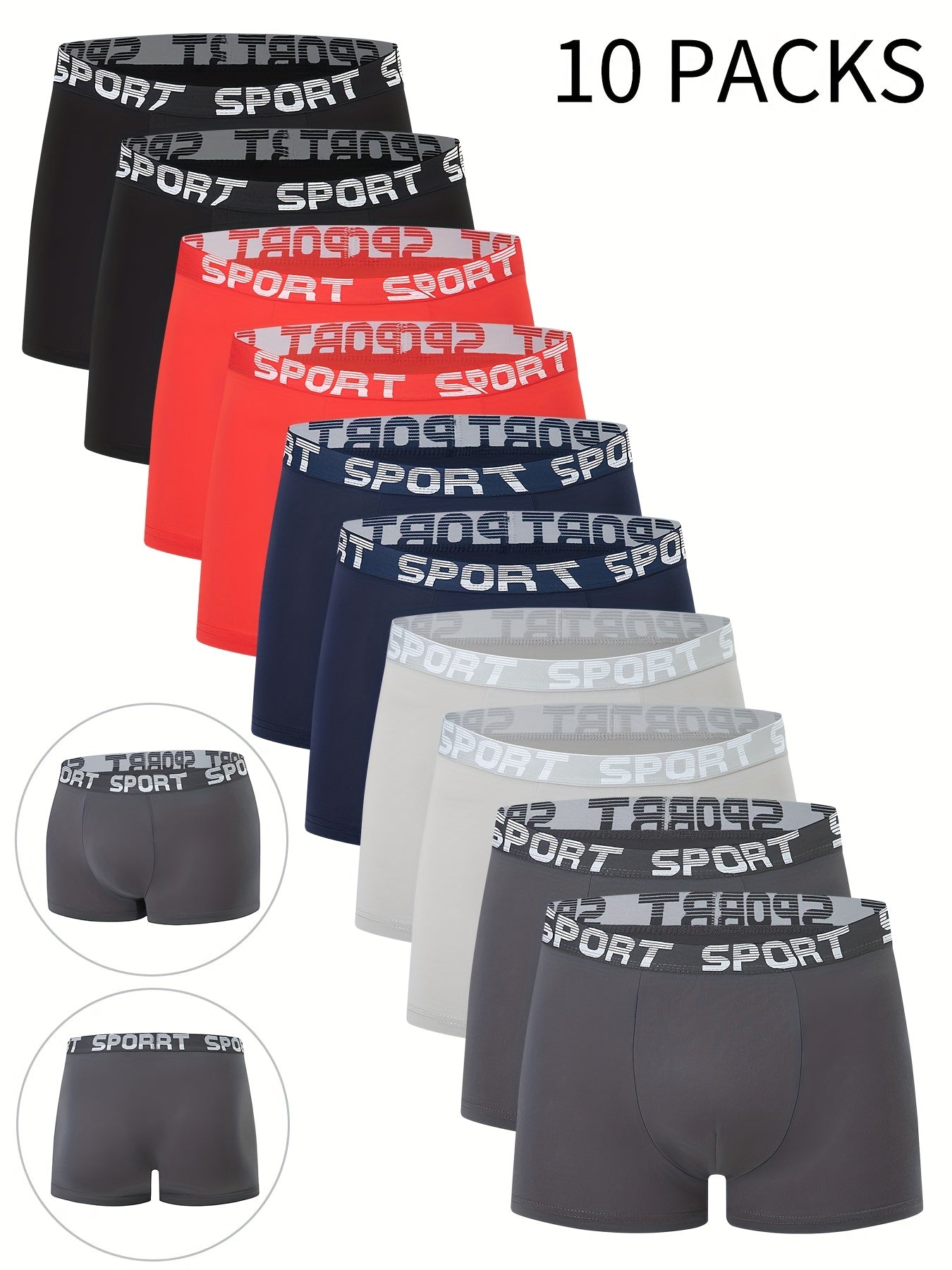 10-Pack Men'S Boxer Briefs - Breathable, Comfortable, Stretchy Underwear with "NINJA" Graphic, Solid, Perfect for Casual Attire, Gym, Or Everyday Wear