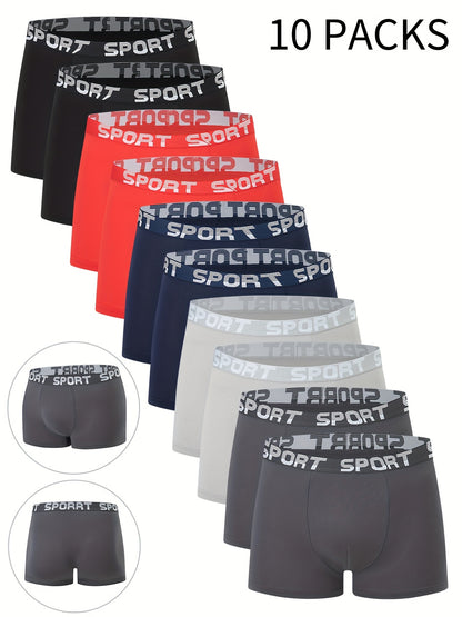 10-Pack Men'S Boxer Briefs - Breathable, Comfortable, Stretchy Underwear with "NINJA" Graphic, Solid, Perfect for Casual Attire, Gym, Or Everyday Wear