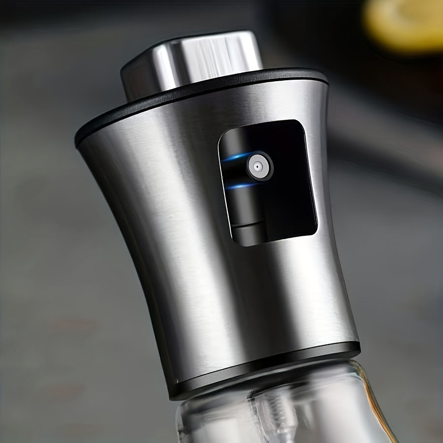6.76oz Stainless Steel & Glass Oil Spray Bottle with Pressurized Nozzle - Large Capacity for Kitchen, BBQ, and Outdoor Use - Perfect for Olive, Cooking, and Barbecue Oils - Eid Al-Adha Mubarak Gift Idea, Oil Sprayer Bottle fo