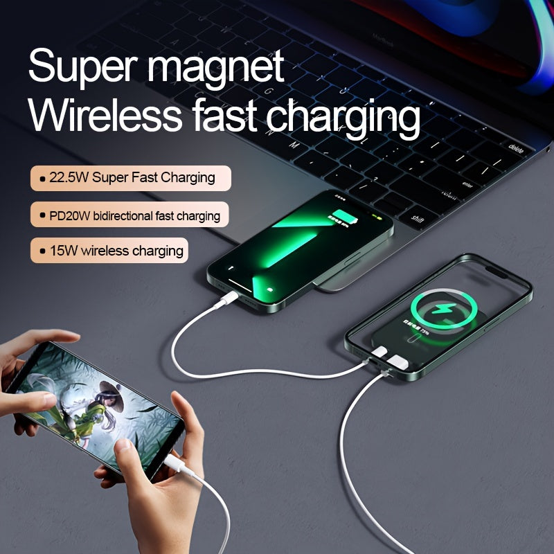 1pc KOILAGER 10000mAh Portable Power Bank with Ultrathin Magnetic Wireless Charging, 22.5W Super Fast Charge, PD20W Bi-directional Fast Charging, 15W Wireless Power, LED Display, Dual Power USB/Type-C for iPhone 16/15pro/14ma