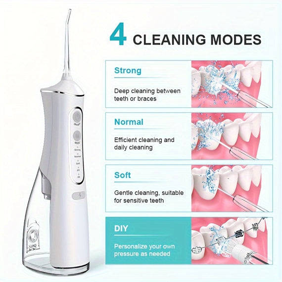 Cordless Water Flosser Oral Irrigator, Rechargeable Water Flosser, USB Charging Portable, IPX7 Waterproof, Cordless Electric Water Flosser, Water Flosser Waterproof, Oral Care, Dental Hygiene, Portable Design, Ergonomic Grip,