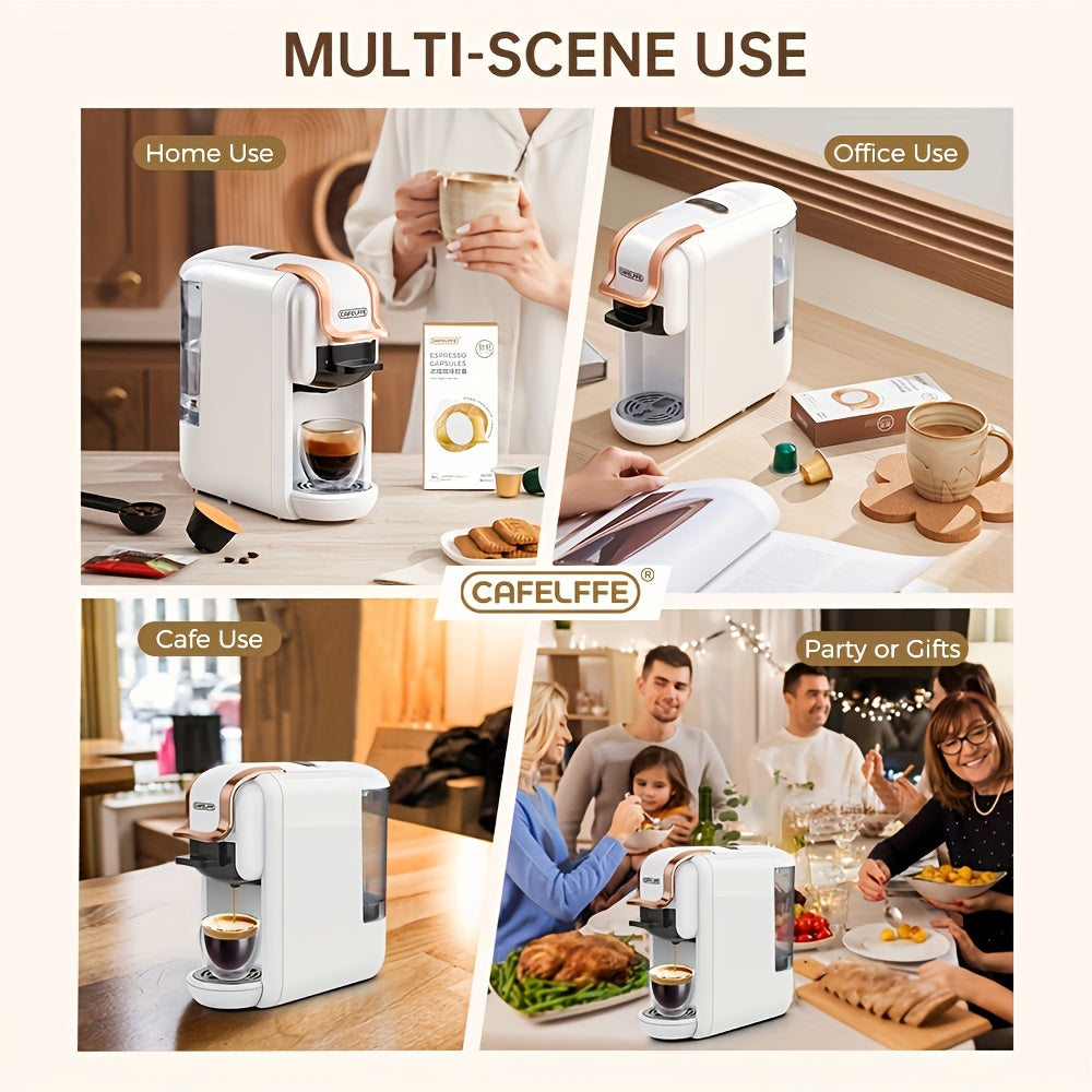 Máquina de café multifuncional em cápsulas CAFELFFE | Máquina de expresso italiana | Uso quente e frio | Aquecimento rápido | Compatível com cápsulas NES, DG e ESEpod | Máquina de café automática para casa e escritório | Ótima opção de presente para D