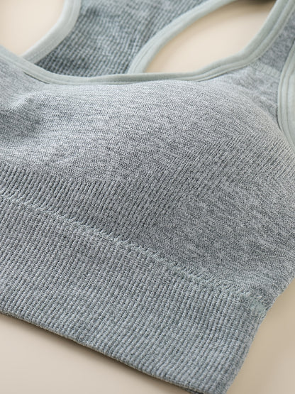 5pcs Women's High-Support Sports Bras - Removable Padding & Back Panel, Full-Coverage Tummy Control, Breathable Yoga Gym Bras with Multi-Color Options (Black/Dark Grey/Navy/Beige/Pink) - Moderate Lift for Heavy Breasts, Hand