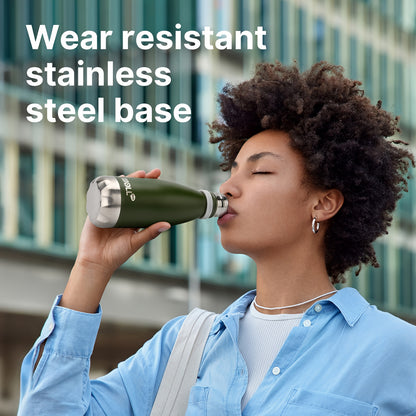 1pc Mollcity 9oz/266ml Stainless Steel Water Bottle - Vacuum Insulated, Leak-Proof, BPA-Free, Double-Wall Insulated with Carry Strap, 24H Cold & 12H Hot, Lightweight & Durable for School, Sports, Travel, Outdoor, Gym, Hiking