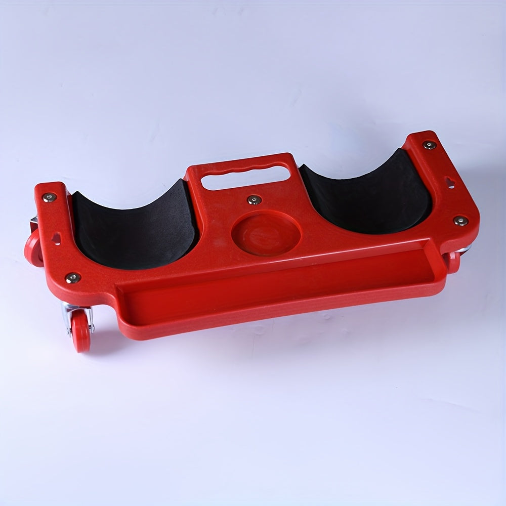 1 peça Almofada de Joelhos com Rodízios, Vermelha e Preta, com Tabuleiro de Ferramentas Integrado - Plataforma Metálica Acolchoada e Confortável para Carpinteiros, Operadores de Máquinas, Instaladores de Pavimentos e Reparadores Automóveis