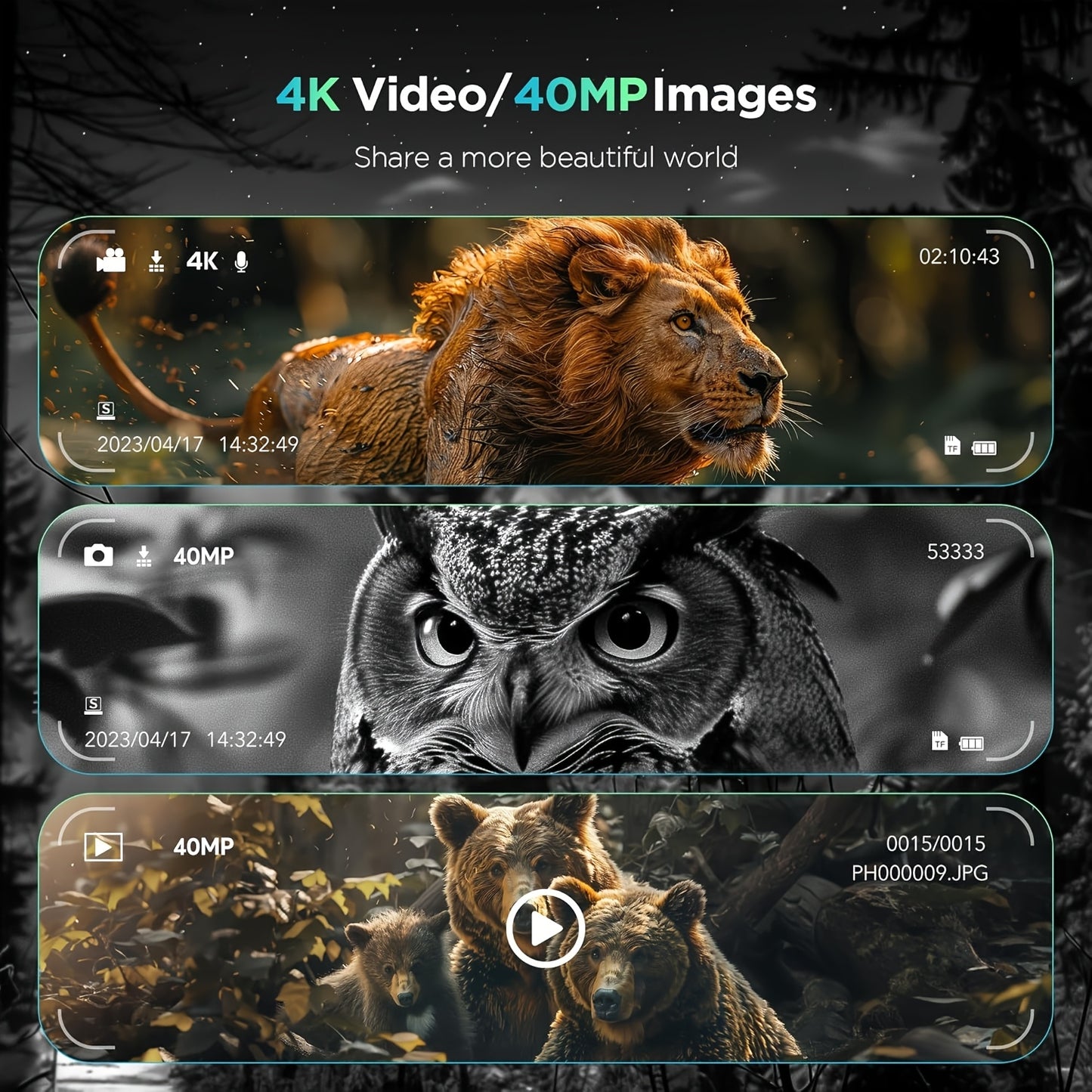 8x 4K Ultra HD Digital Night Vision Binoculars - 5000mAh long-lasting Li-ion battery, 3-inch high-resolution display, 600m long range detection - ideal for wildlife observation, valentine's day, gift for your love