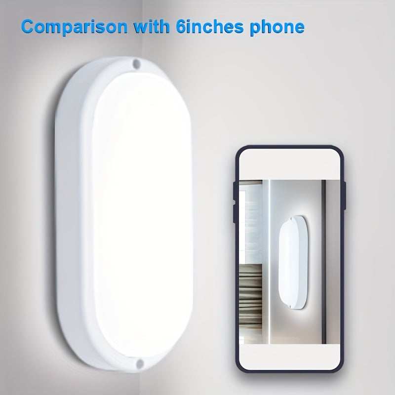 2-Pack LED Moisture-Proof Ceiling Lights, 12W/18W, 1080/1710 Lumens, 4000K, Semi-Flush Mount, Plastic, Powder Coated Finish, Hard-Wired, 220-240V, for Basement, Hallway, Balcony, Staircase - Modern Style, No Accessories Inclu