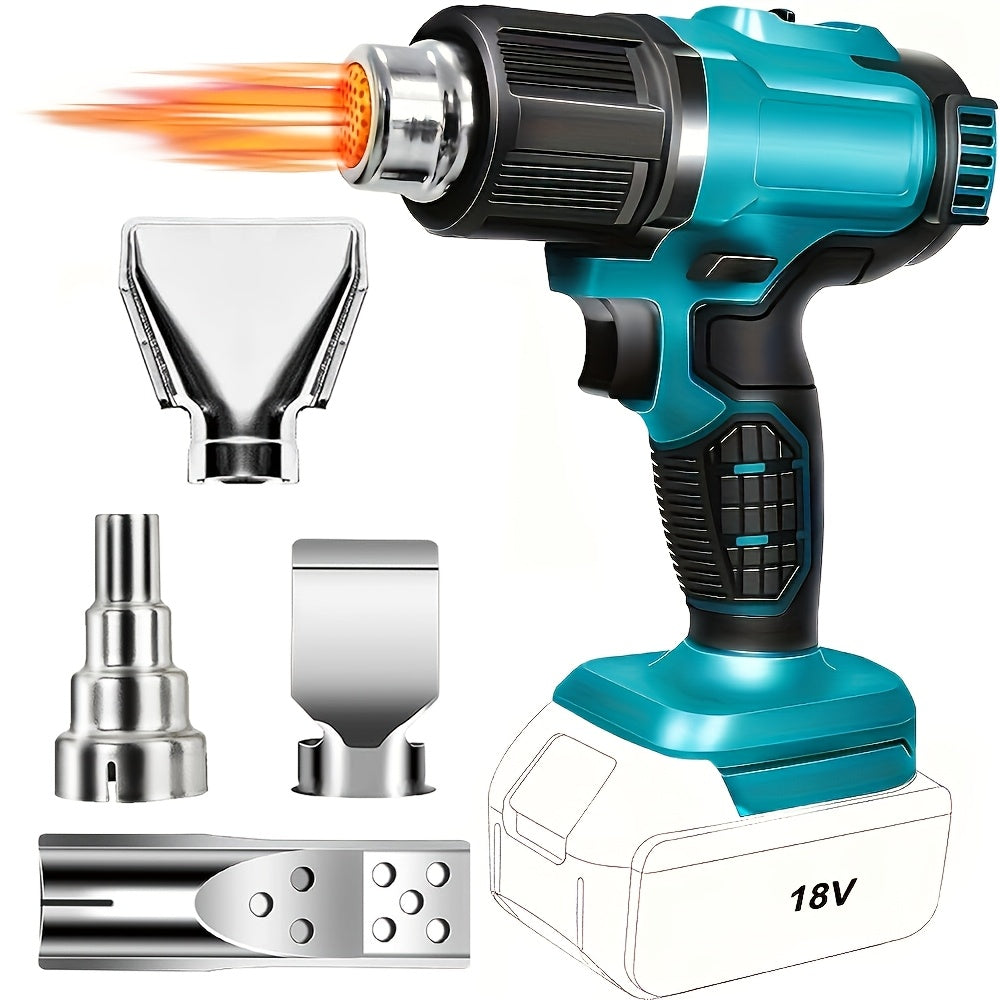 Cordless Heat Gun, Hot Air Gun Compatible With Makita 18V Battery, Dual Temp Setting Max 1022°F (550°C), 3 Nozzle For Crafts, Shrinking PVC, Wrapping And Paint Stripping (No Battery)