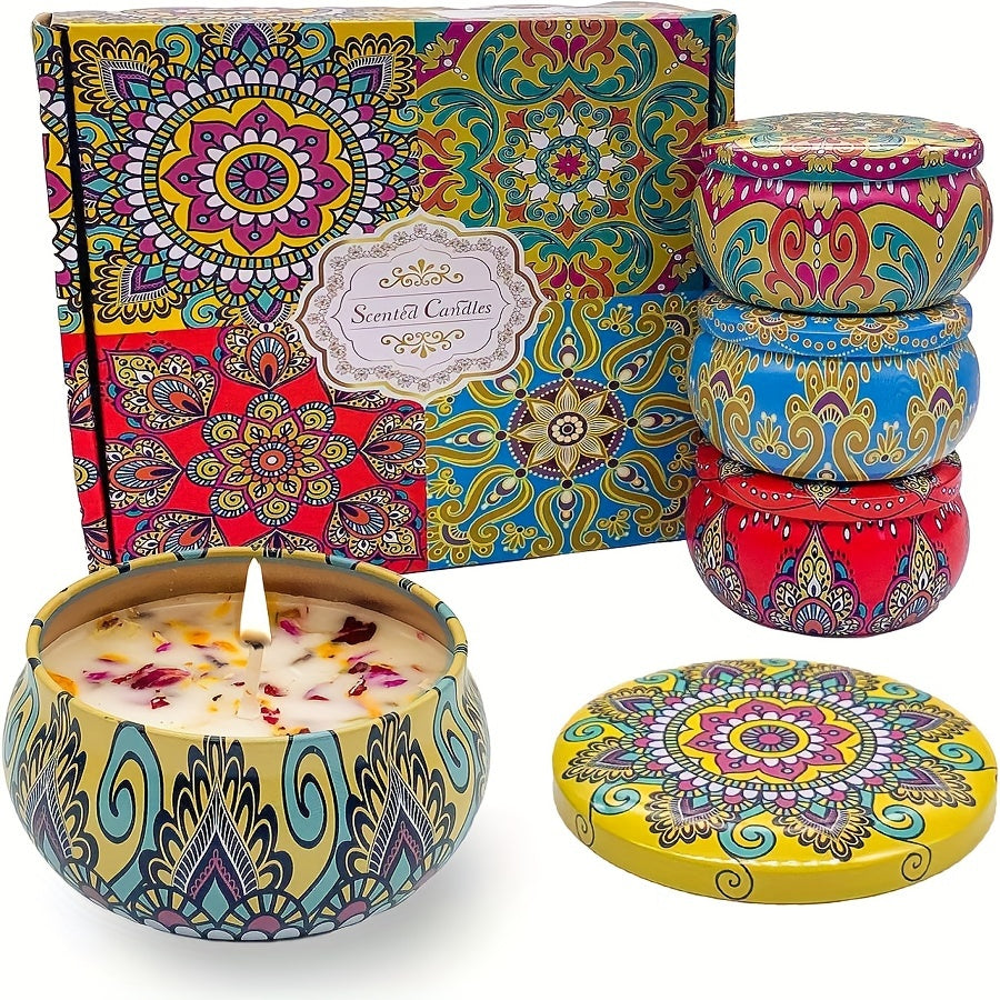 4pcs of fragrant candle set (4 kinds of fragrance types: jasmine, sandalwood, Small Canglan, Rose) cans are random. Candles, Bathing, Yoga, and Holiday Gifts, Mother's Day Gift