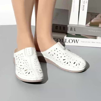 Women'S Lightweight Slip-Resistant PU Cover Mules - Breathable Round-Toe Slip-On Shoes with Arch & Cushioned Insole, /Pink/, Casual & Semi-formal Wear, Comfortable Mid-heel Design, Solid Color, Comfortable Footwear | Minimali