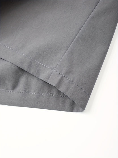 5pcs Men'S Fashion Solid Color Shorts, Woven, Simple, Straight Leg, Five-Inch, Versatile, Business Style, Street, Versatile, Beach Vacation, Travel, Outdoor, Casual, Sports, Zipper, Resin, Button, Half, Elastic, Belt, Casual