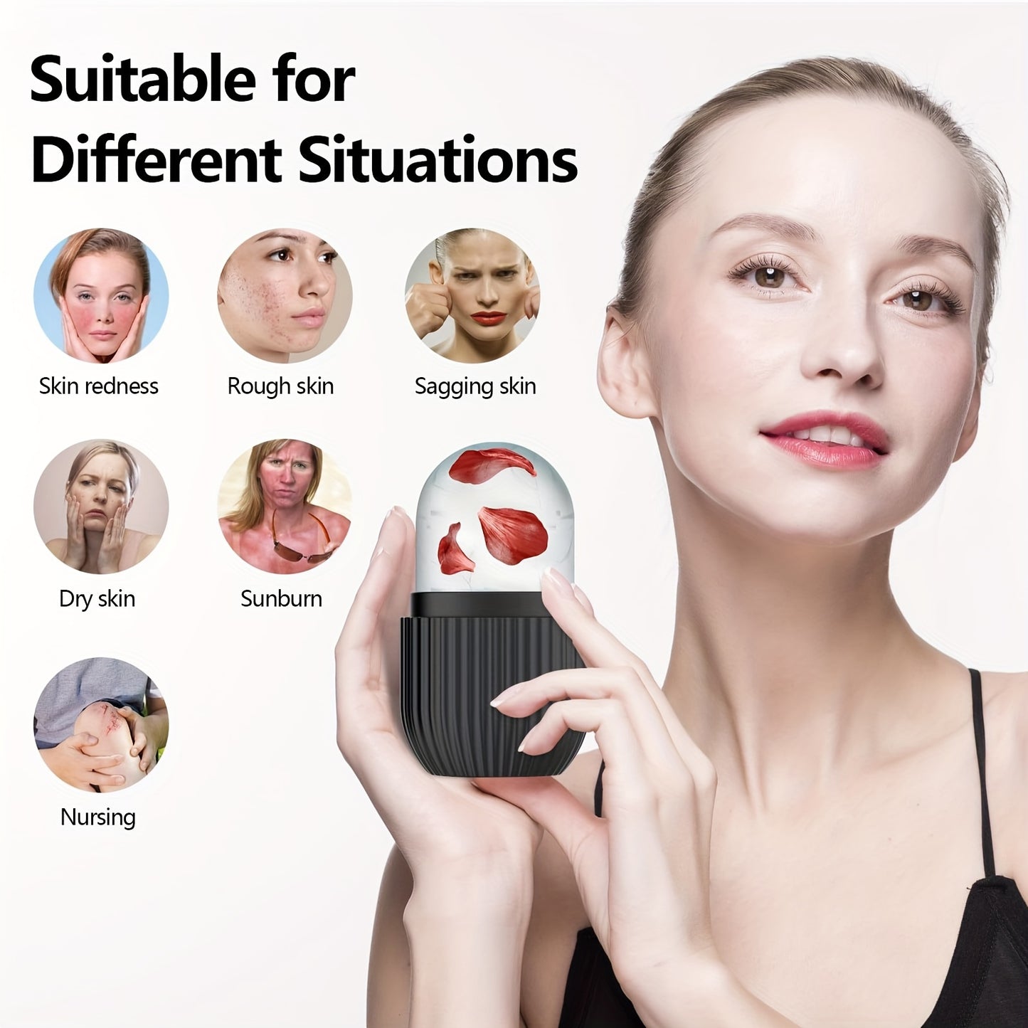 Silicone Ice Facial Roller: No Fragrance, Battery-Free, Suitable for Various Skin Conditions