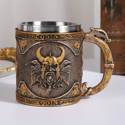 1pc, Medieval Style Beer Mug, Stainless Steel Coffee Mug, Coffee Cups, Vintage Water Cups, Summer Winter Drinkware, Birthday Gifts, Christmas Gifts