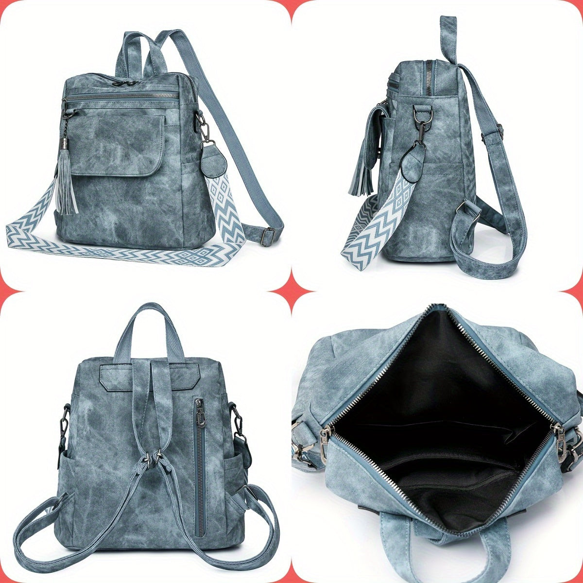 Bolsa de ombro e mochila de senhora retro com alças amovíveis, ideal para o dia a dia, trabalho e arrumação.