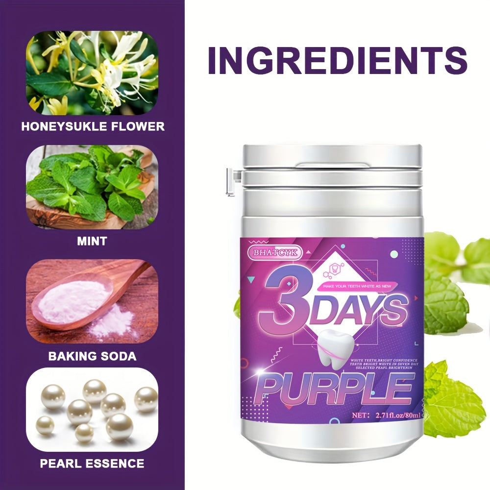 Bhatcyk Purple Teeth Whitening Powder - Deep Clean & Polish, Daily Oral Care For Fresh Breath & Deep Cleaning