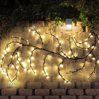 1pc Solar Rattan Branch String Lights, 72/96 LEDs Warm White,, 8 Modes, Decorative Indoor Outdoor Willow Tree Lighting, Perfect for Gazebo, Garden, Festive Party, Cafe, Balcony Decor