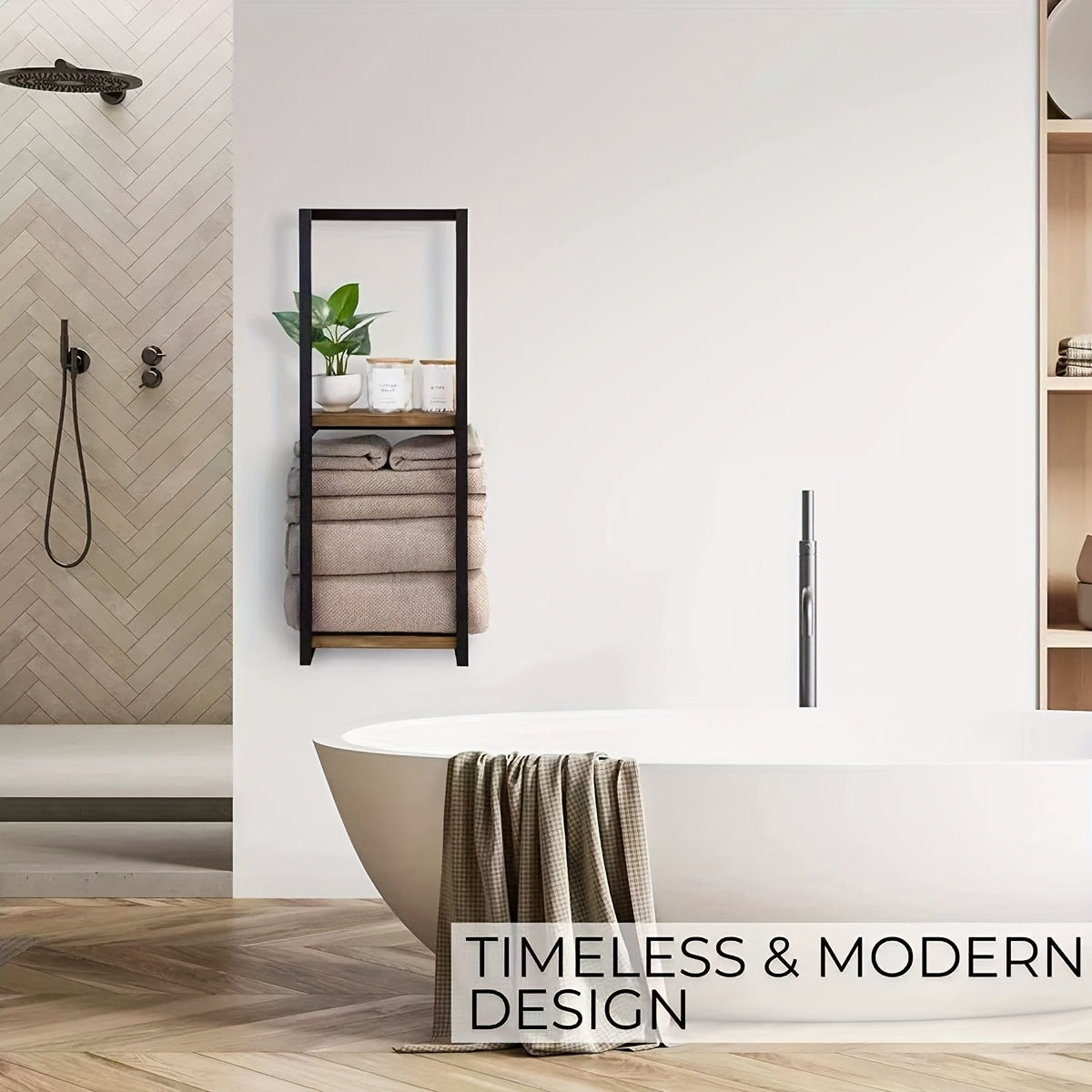 2-Layer Iron Wall-Mounted Towel Rack, French Country Style Bathroom Storage Rack, No Electricity Required, Durable Iron Material