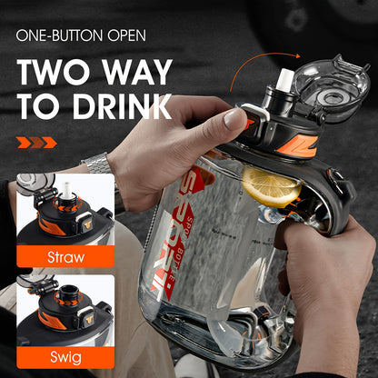 1pc TKK Leakproof Sports Water Bottle Jug with Handle & Straw - Wide Mouth, BPA-Free, for Gym, Travel, Camping, Yoga - Available in 1000ml/1600ml/2100ml (33.81oz/54.1oz/71.01oz) - Ideal Gift for Athletes, Hikers, Outdoor Enth