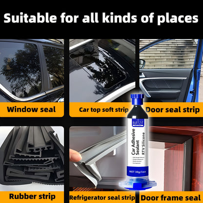 1oz RTV Black Silicone Adhesive Sealant, Waterproof, Flexible, Moisture-Proof, for Glass, Metal, Plastic, with Door Surface Application, for Automotive Wiring Protection, Silicone Sealant Waterproof