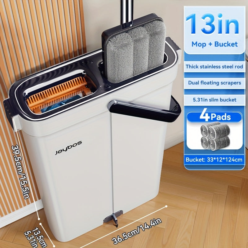 [Narrow Gap Magic] Hand-free Flat Mop And Bucket, Home Floor Cleaning, Recommended for Bedrooms, Living Rooms, Bathrooms, Kitchens, Patios, for Vinyl Wood And Tile Floors, Floor Cleaning, Cleaning Supplies, Cleaning Tools, Ho