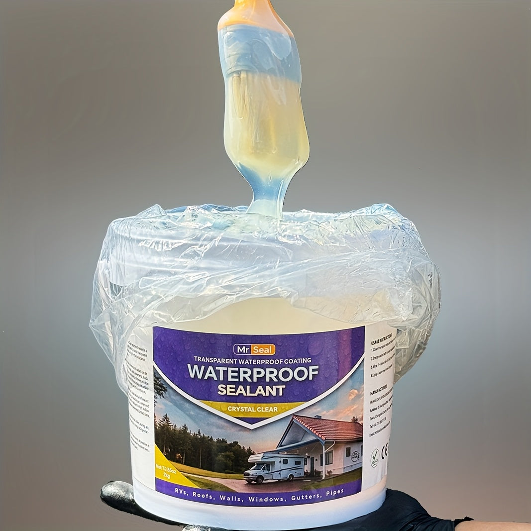 2kg RV Transparent Waterproof Sealant - Covers Up to 160 SqFt @ 1/12" Thickness, Ideal for RV Roof, Windows, Gutters & More, Durable & Flexible Sealant for Home Improvement, Roof Sealant, Versatile Sealant, Highquality Sealan