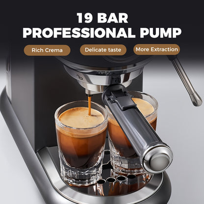 CAFELFFE Cold/Hot Semi-Automatic Espresso Machine, Stainless Steel Multi-Function Latte & Cappuccino Maker with Built-in Milk Frother/Steam Wand, Upgraded 7-Level Water Volume Control, Compatible with Ground Coffee & ESE Pods