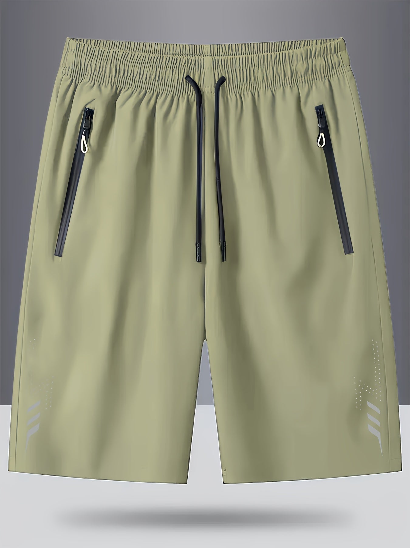 3pcs Men's Lightweight Quick-Dry Athletic Running Shorts - Loose Fit Plus Size, Zipper Pocket & Elastic Waistband, Polyester/Elastane Blend Swim Shorts with White & Black Design for Gym, Beach, Jogging - Summer Workout Swim T