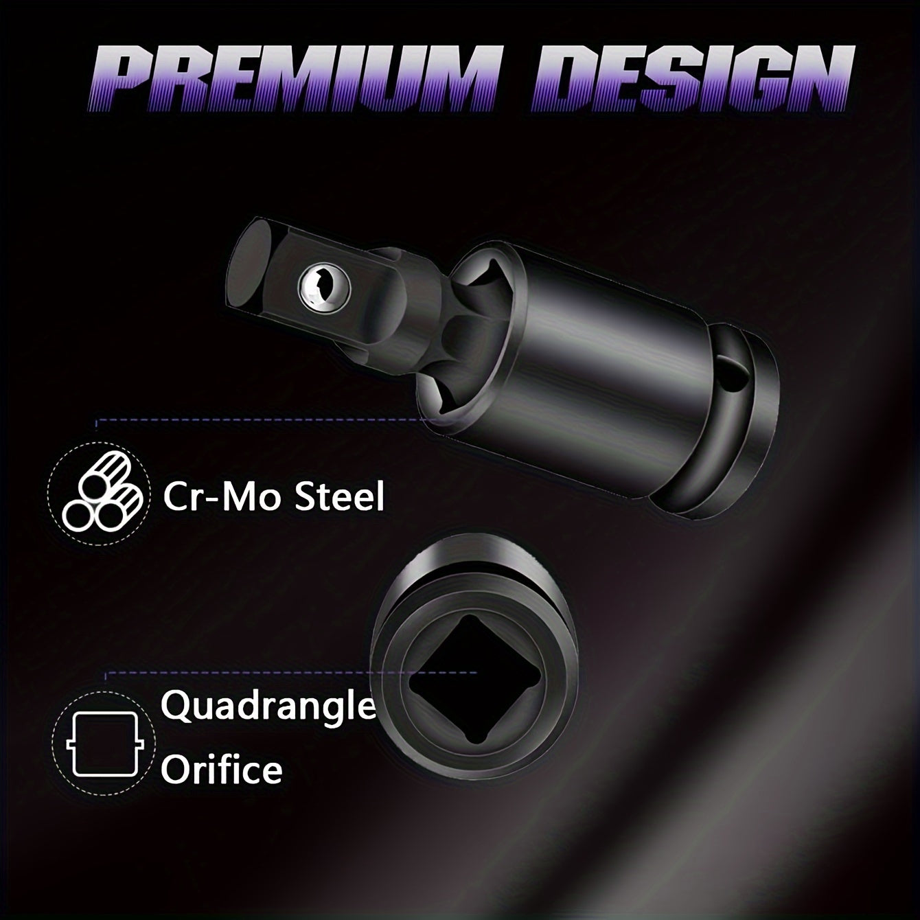 3-Piece Impact Swivel Socket Adapter Set - Universal Joint Set, 360° Rotating U-Joint Sockets for Industrial, Automotive & Home Repair - Cr-Mo Steel, Fits 1/2", 3/8", 1/4" Drive - Mechanical Operation, No Electricity Require