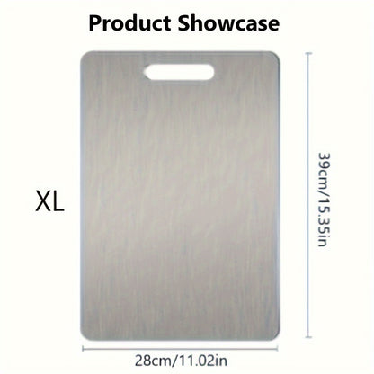A Set of 1 Mini/Small/Medium/Large Stainless Steel Cutting Boards, Suitable for Home Kitchens And Convenient for Camping. These Durable And Corrosion-Resistant Boards Are Useful Kitchen Tools And Accessories.