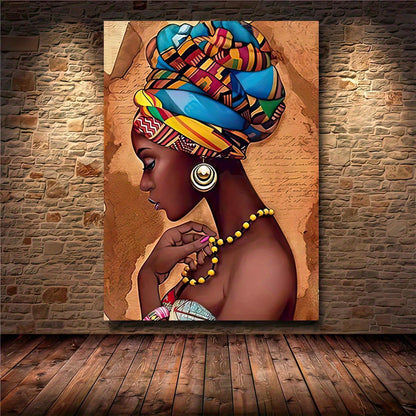 1pc African Art Woman Painting Prints On Canvas, Beauty Girl, Scandinavian Posters, Wall Art Picture, For Living Room/bedroom Decor