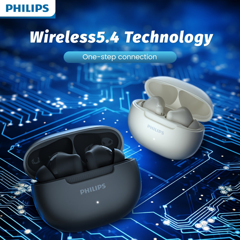 For PHILIPS Wireless Earbuds with ENC Noise Cancellation, Tap Controls & Rechargeable Battery, 6-hour playback time, 16 hour charging case.TAT2020, Earbuds Wireless, Travel Headphones, Office Headphones, Compact Earbuds, Mode