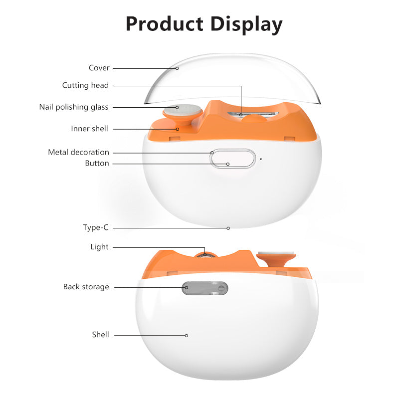 SWOSON Rechargeable Electric Nail Clipper & Polisher with LED Light - USB-Powered, Lithium-Polymer Battery, 36V/5A Fast Charging, 3-in-1 Nail Trimmer, Polisher, And File - Salon-quality Results For Home Use, Nail Polisher, Sl