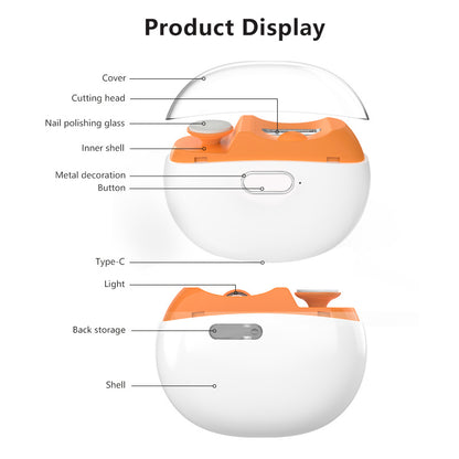 SWOSON Rechargeable Electric Nail Clipper & Polisher with LED Light - USB-Powered, Lithium-Polymer Battery, 36V/5A Fast Charging, 3-in-1 Nail Trimmer, Polisher, And File - Salon-quality Results For Home Use, Nail Polisher, Sl