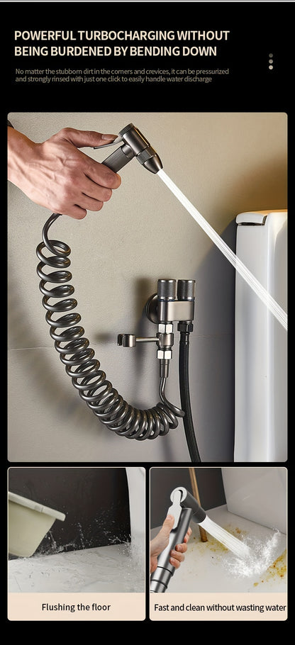 1pc Stainless Steel Handheld Bidet Sprayer - Powerful, Non-Electric Bathroom Cleaning Nozzle with Extendable Hose for Toilet Flushing & Personal Hygiene
