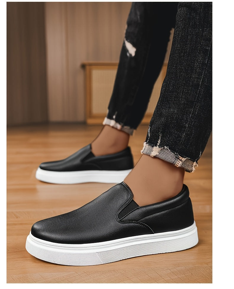 Mocassins para homem sem atacadores - Ténis antiderrapantes de cano baixo com bico redondo, estilo mocassins, com sola acolchoada em PVC, disponíveis em castanho/preto/branco/bege para uso diário e formal - Sapatos sociais minimalistas e versáteis.