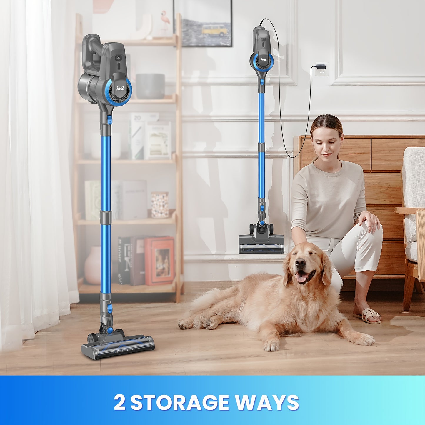 INSE Cordless Vacuum Cleaner, 6-in-1 Lightweight Stick Vacuum, Powerful Rechargeable Vacuum Cleaner, Perfect for Hardwood Floor Carpet Pet Hair Home, Vacuum Cleaner for Home Heavy Duty, Cordless Vacuum Cleaner High Suction, V